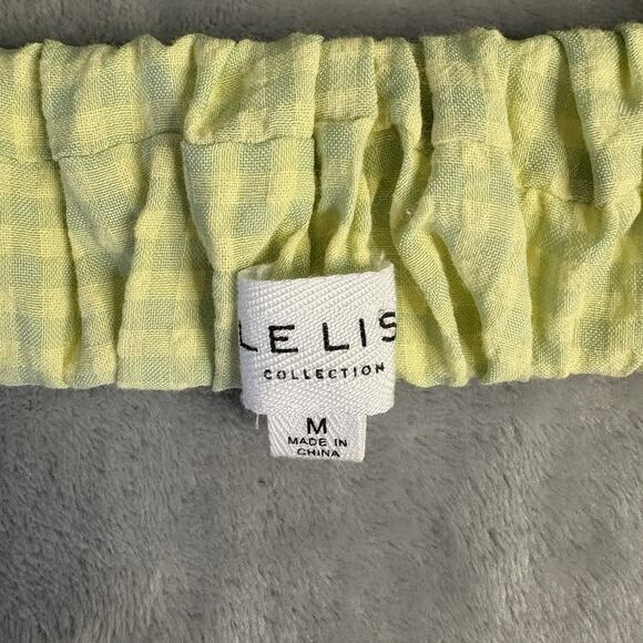 Le Lis Picnic Crop Top Women's M Green Gingham‎ Open Back High Neck Sleeveless - Picture 3 of 5